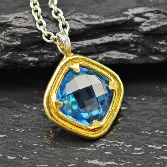 Gurhan Sterling Silver Blue, Gold Topaz Necklace