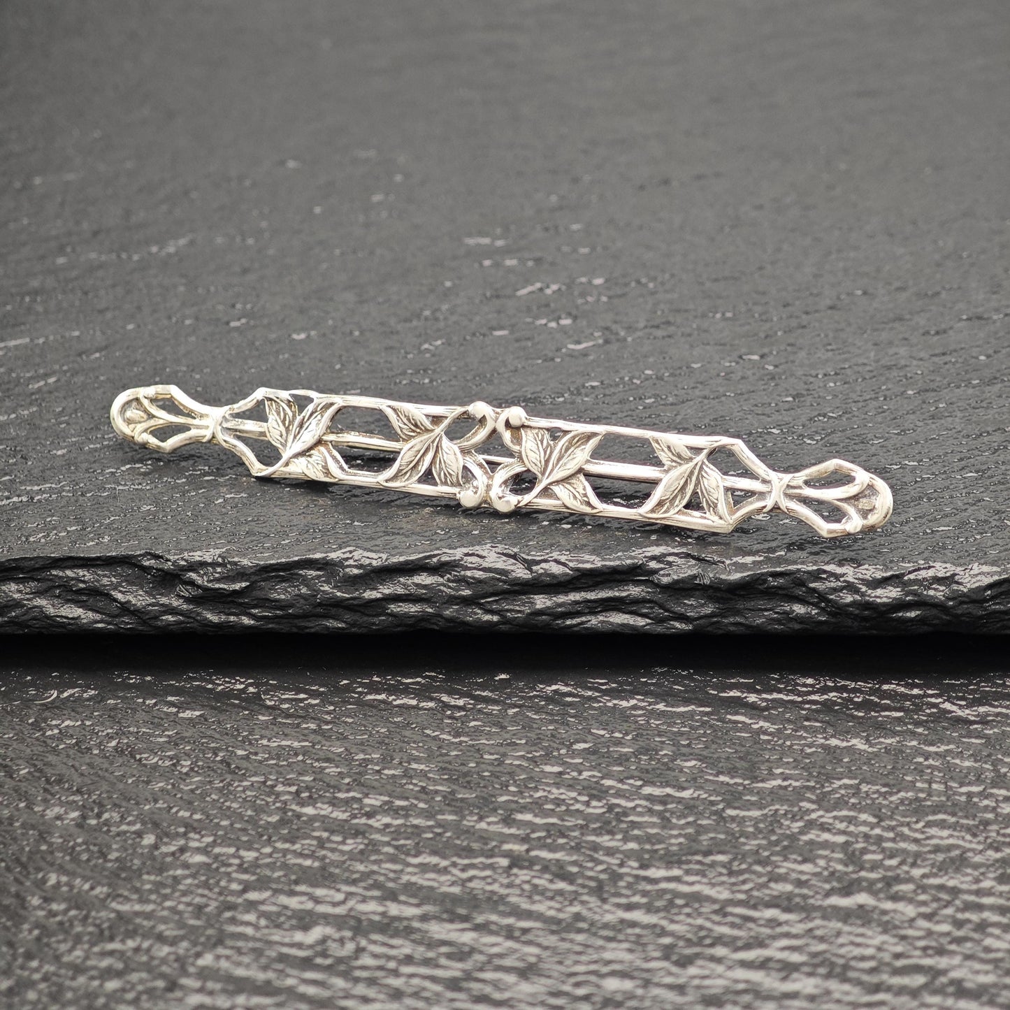 Vintage Art Nouveau, Floral Brooch Sterling Silver