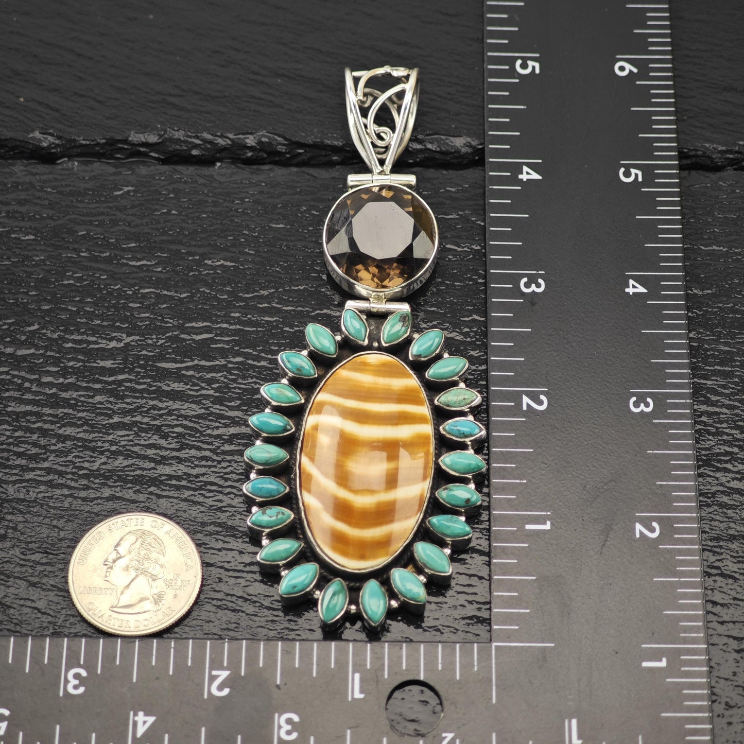 Lg Handmade Pendant Sterling Silver Turquoise P2824