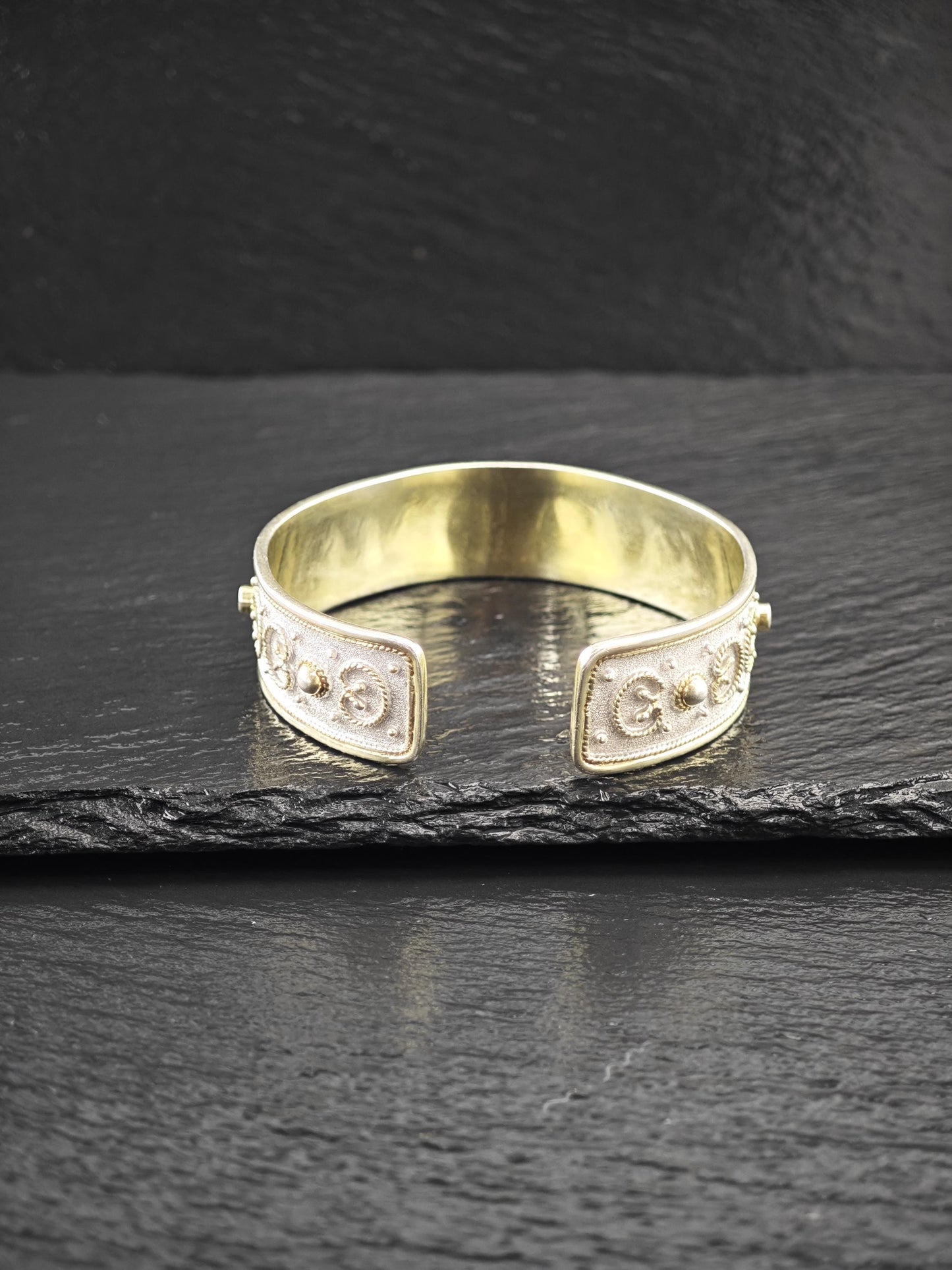 Greece Gkikas Gold Tone, Gilded Cuff Bracelet Sterling Silver