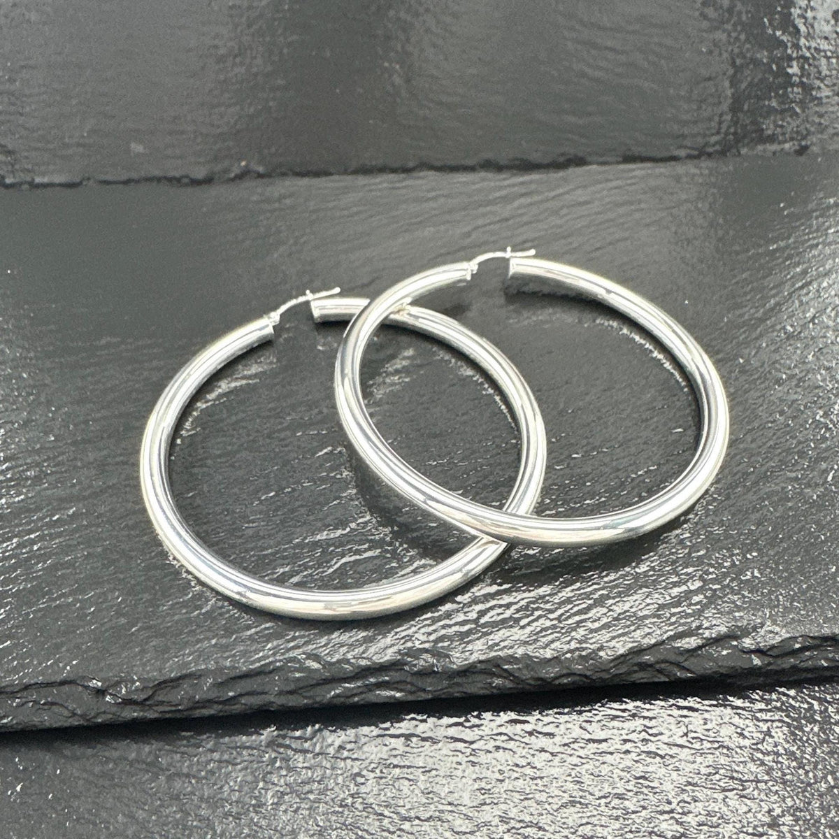 XL Sterling Silver Hoop Earrings: Large Size (2 7/8" Wide)