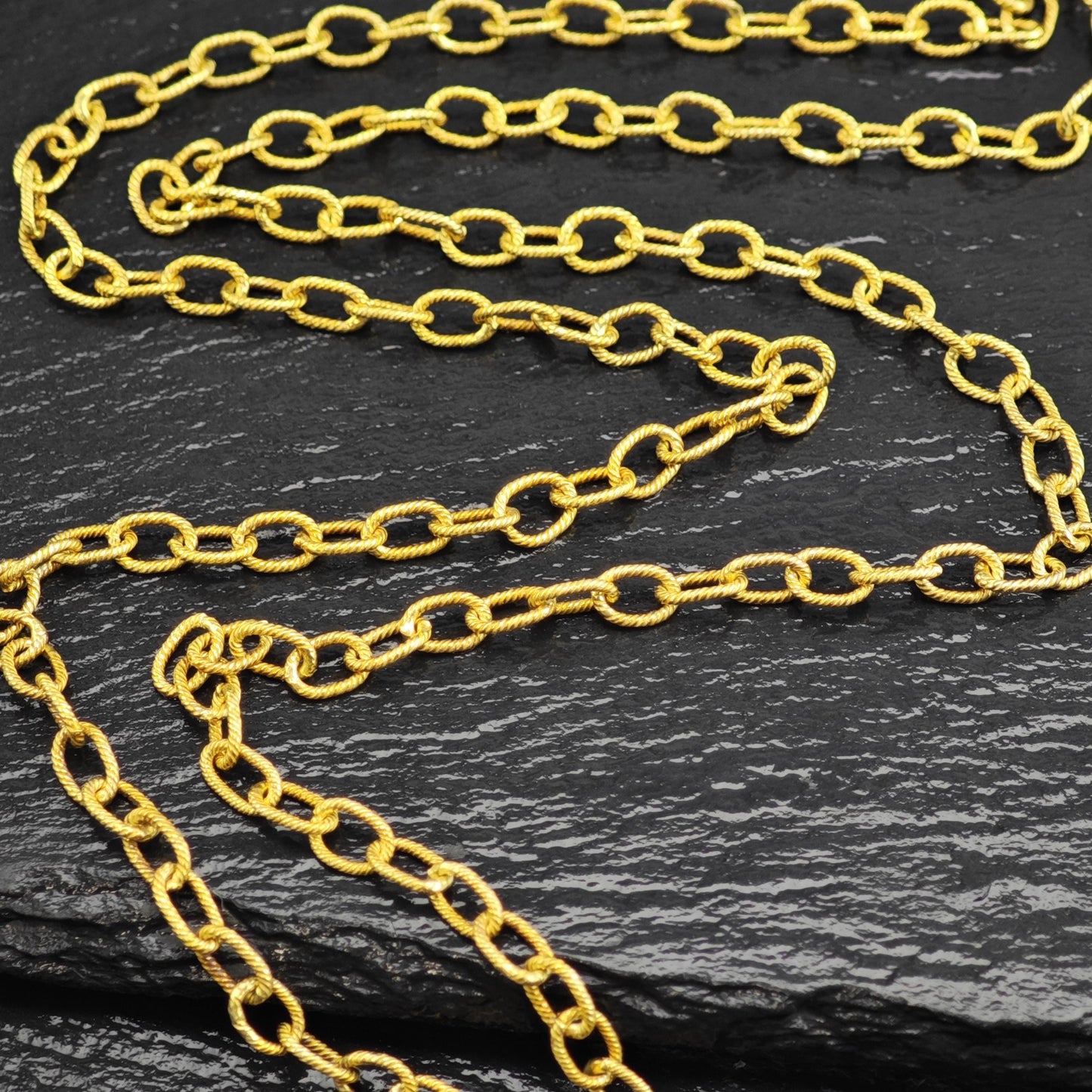 Gold Plated Oval Chain Sterling Silver Necklace N2755