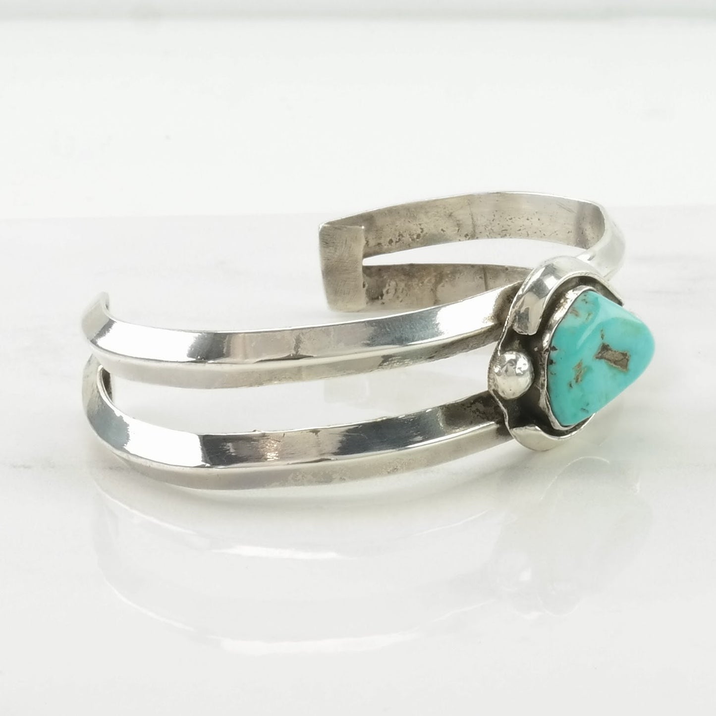 Southwest Sterling Silver Cuff Bracelet Blue Turquoise