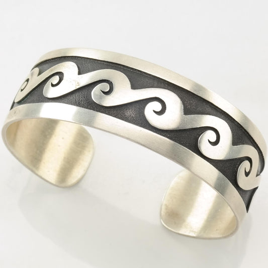 Native American Overlay Cuff Bracelet Sterling Silver Oxidized