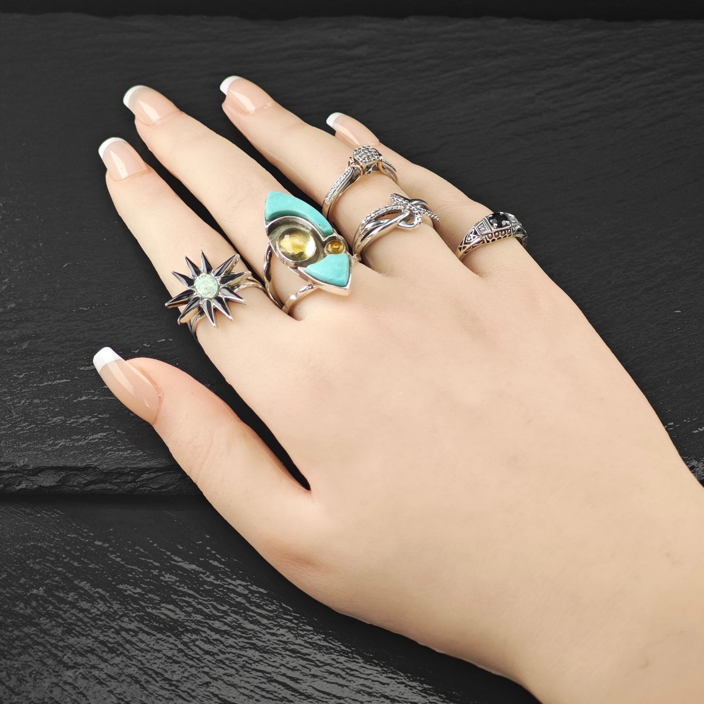 DTR Jay King Turquoise, Citrine Ring Sterling Silver