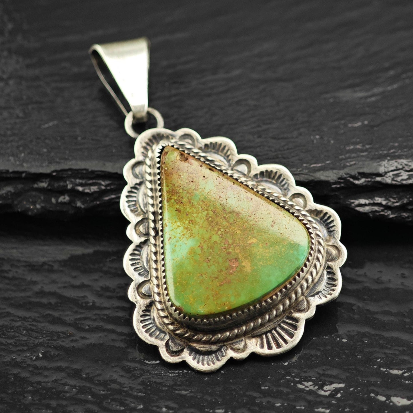 SW Green Turquoise Pendant Sterling Silver P3055