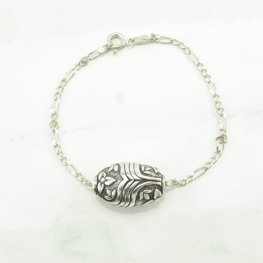 Sterling Silver Link Bracelet Floral