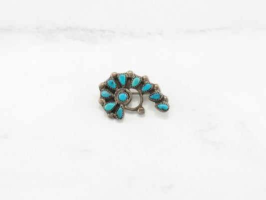 Zuni Sterling Silver Turquoise Brooch Pendant