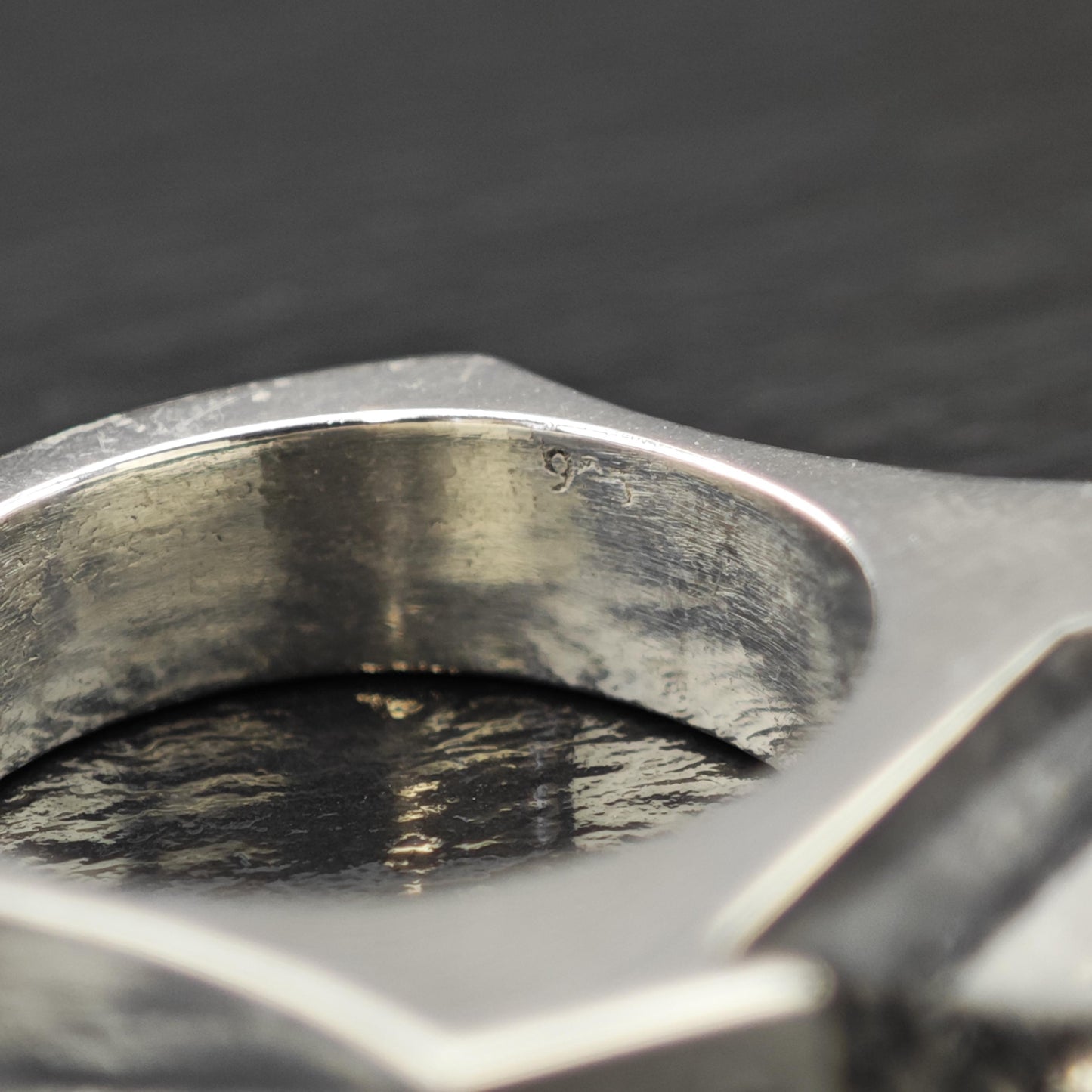 Black Rutilated Quartz Abstract Ring Sterling Silver Sz 8