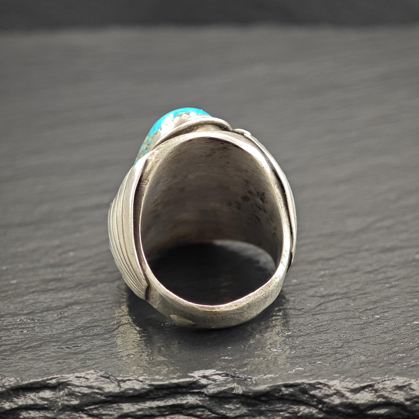 Lg Turquoise Ring Native Waterweb Design Sterling Silver R5791