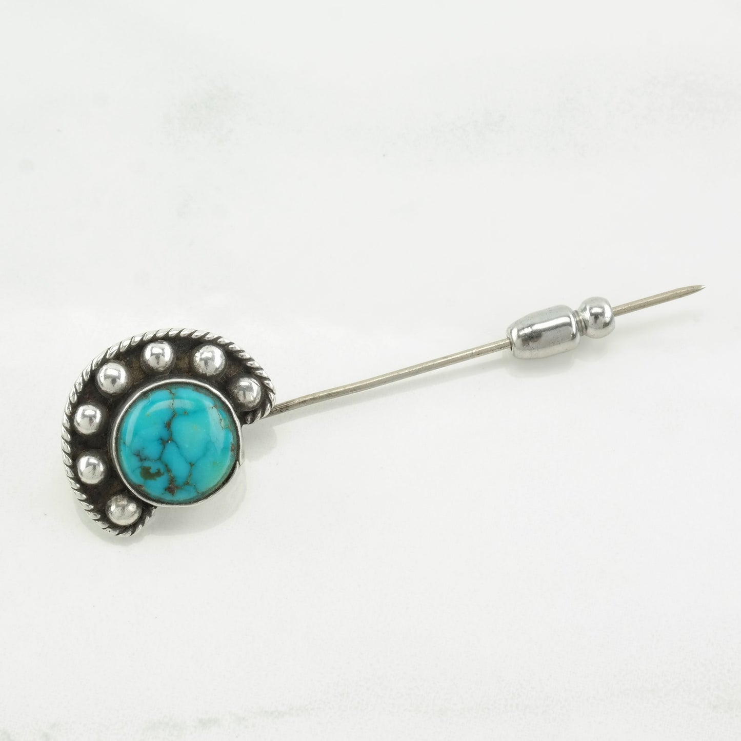 Native American Sterling Silver Brooch Pin Turquoise