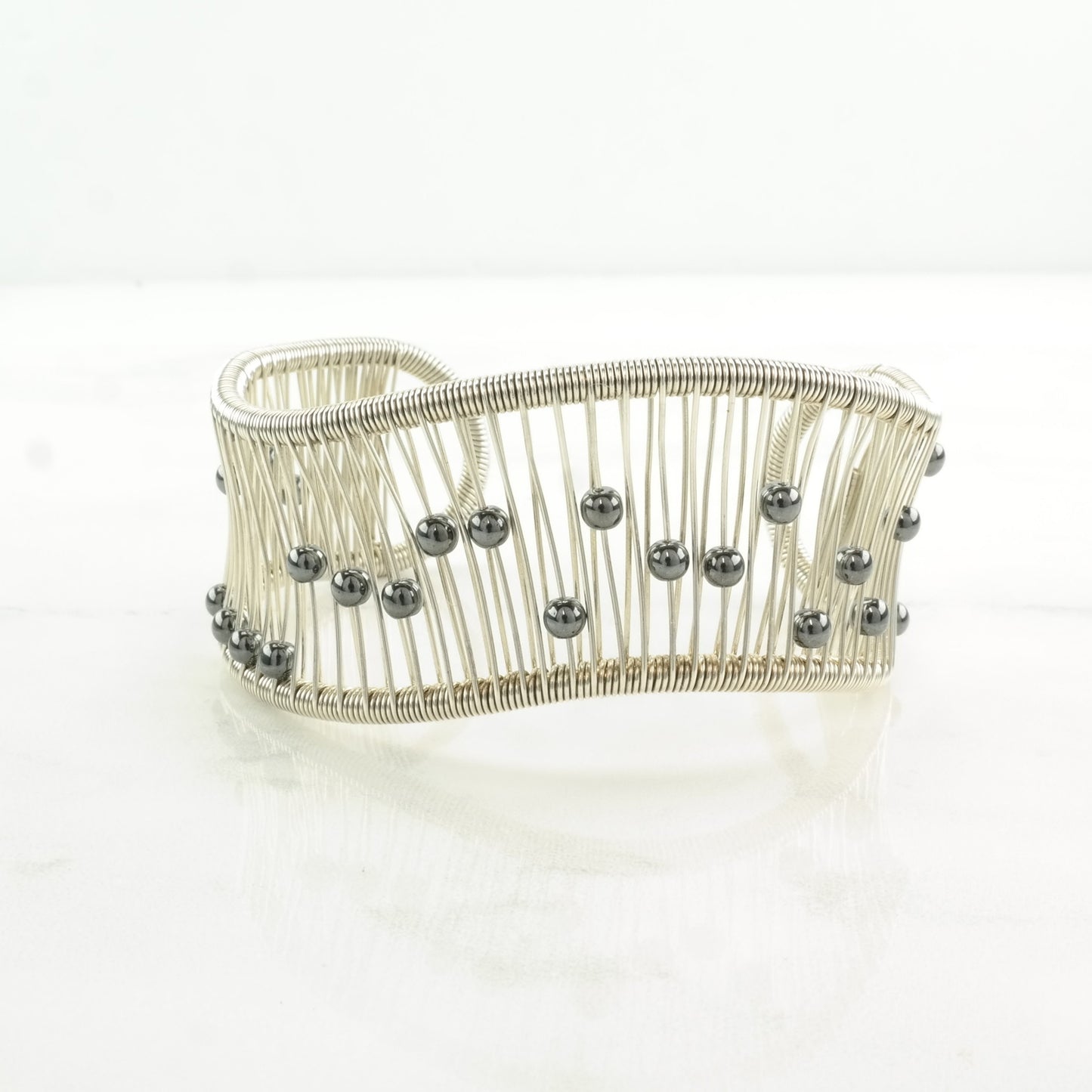 Tana Acton Sterling Silver Cuff Bracelet Hematite Beads, Kinetic