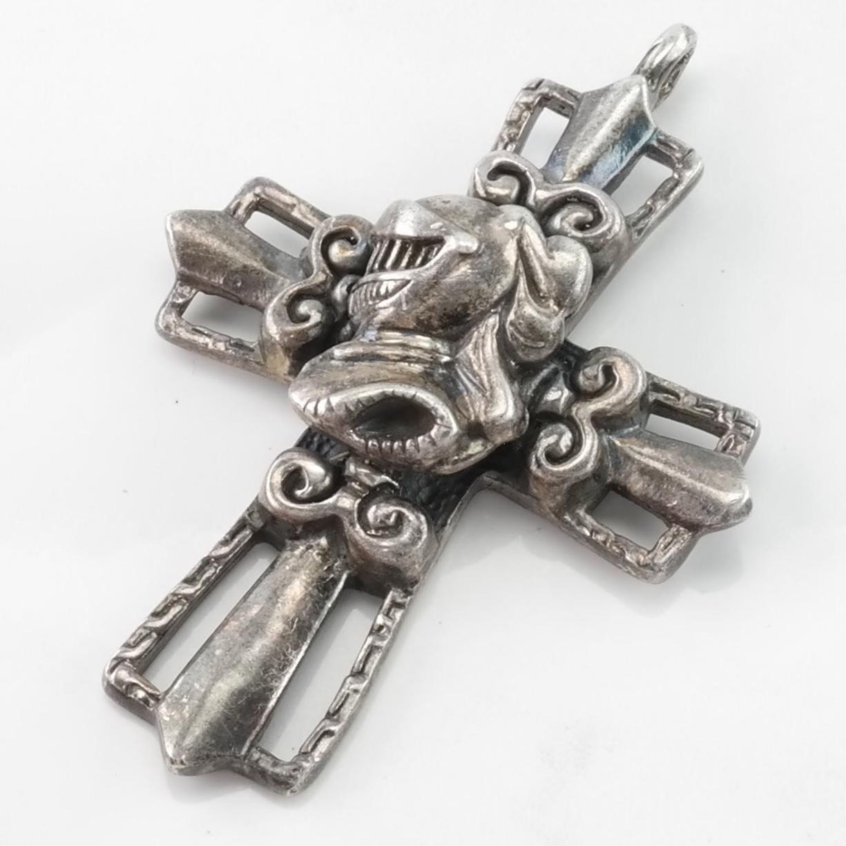 Vintage Knight Cross Sterling Silver Pendant