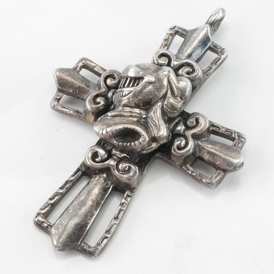 Vintage Knight Cross Sterling Silver Pendant