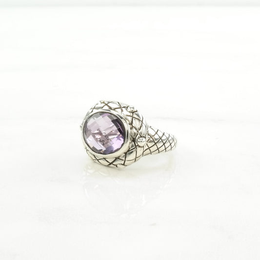 Sterling Silver Ring Created Amethyst Purple Size 7