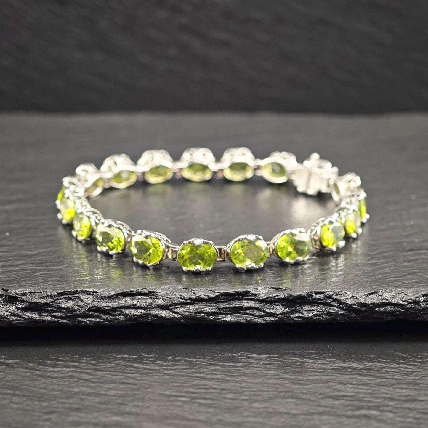 Vintage Natural Peridot Bracelet Sterling Silver