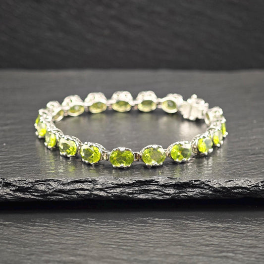 Vintage Natural Peridot Bracelet Sterling Silver