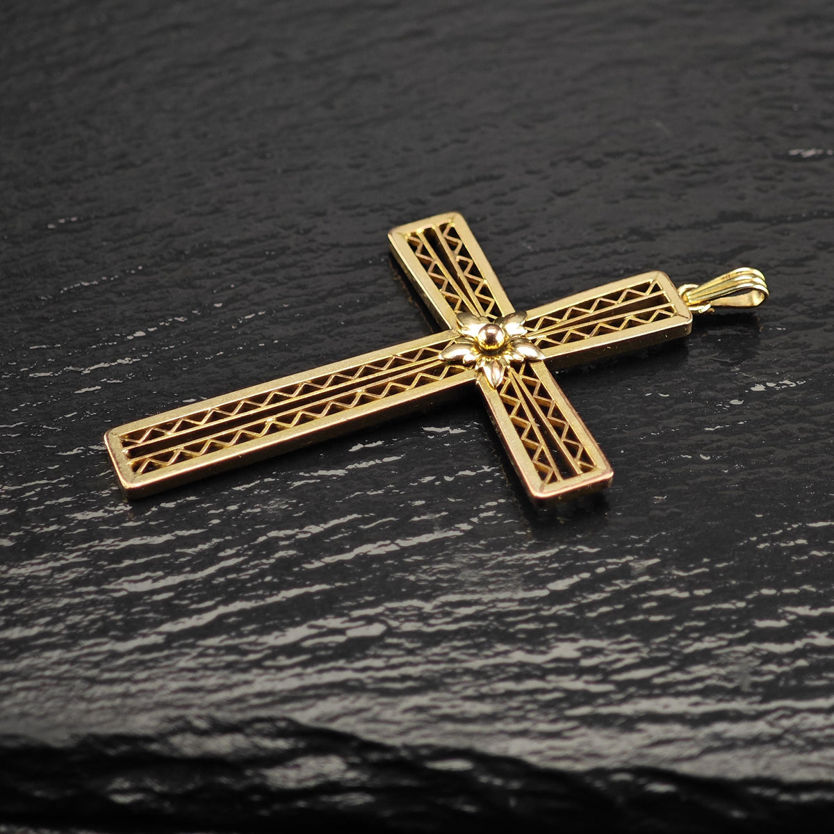 12K Gold-Filled Filigree Cross Pendant P3155