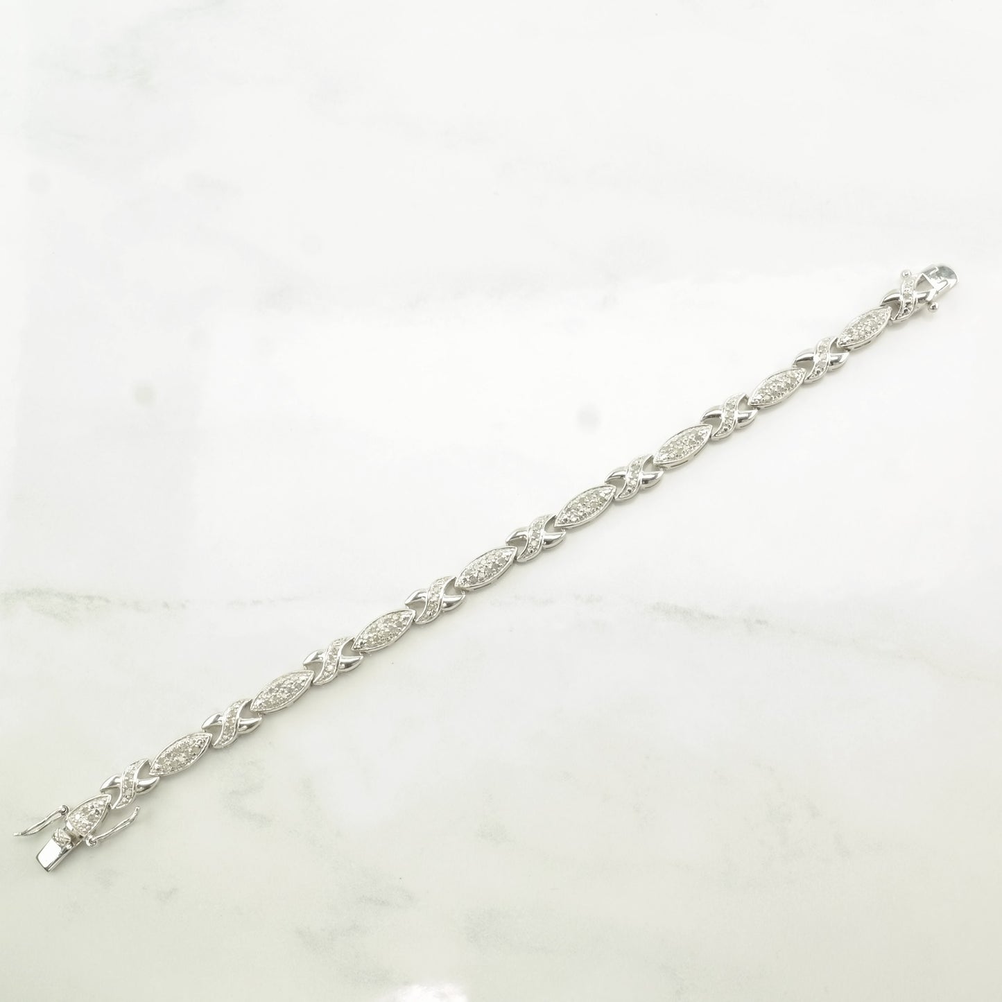 Vintage Sterling Silver Line Bracelet Diamond