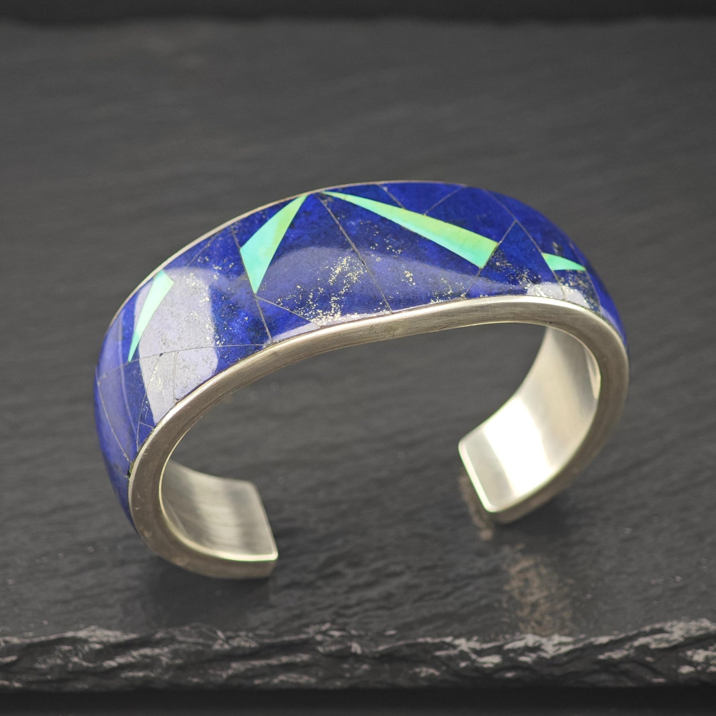 Harrison Jim Inlay Cuff Lapis, Turquoise Bracelet Native American Sterling Silver