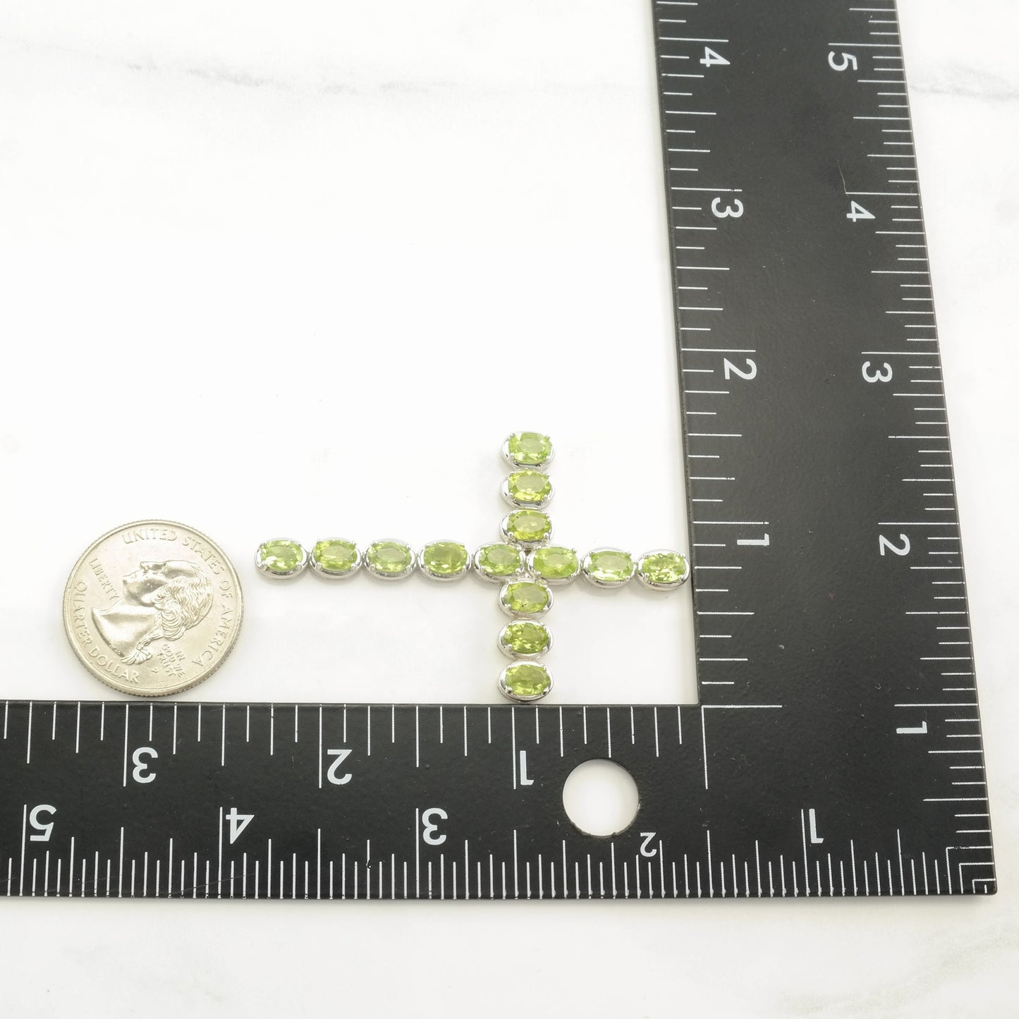 Vintage Peridot Cross Sterling Silver Pendant