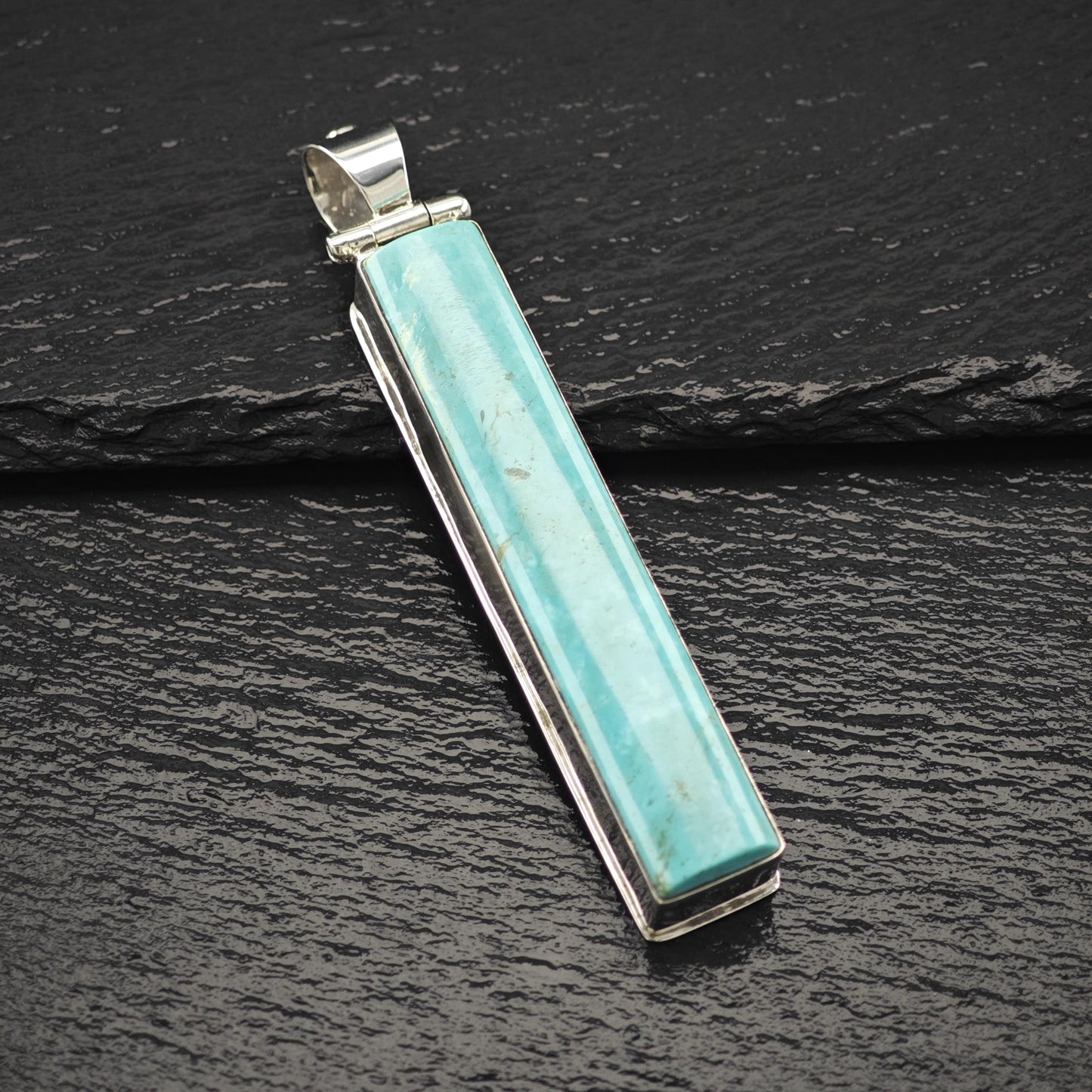 Lg Navajo Turquoise Pendant Sterling Silver by David Troutman P2823