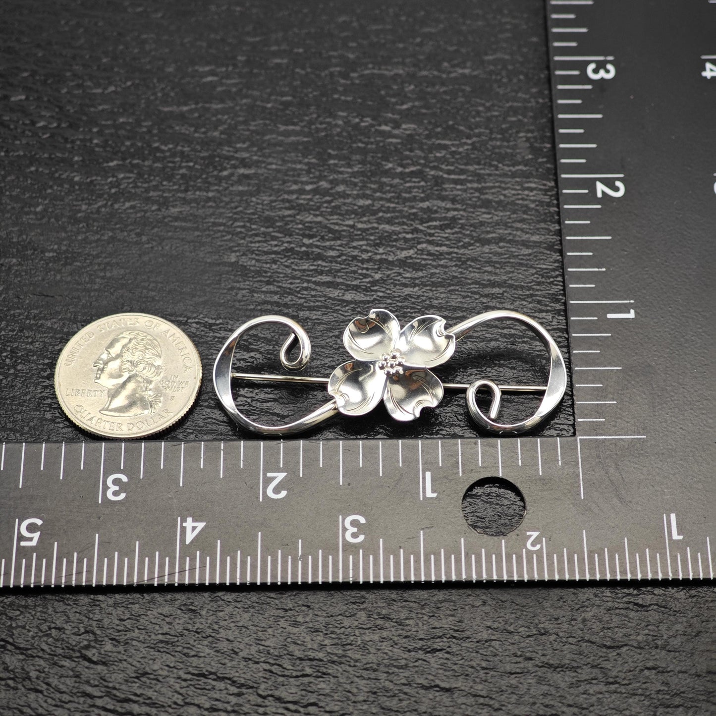 Vintage NYE Sterling Silver Floral Brooch