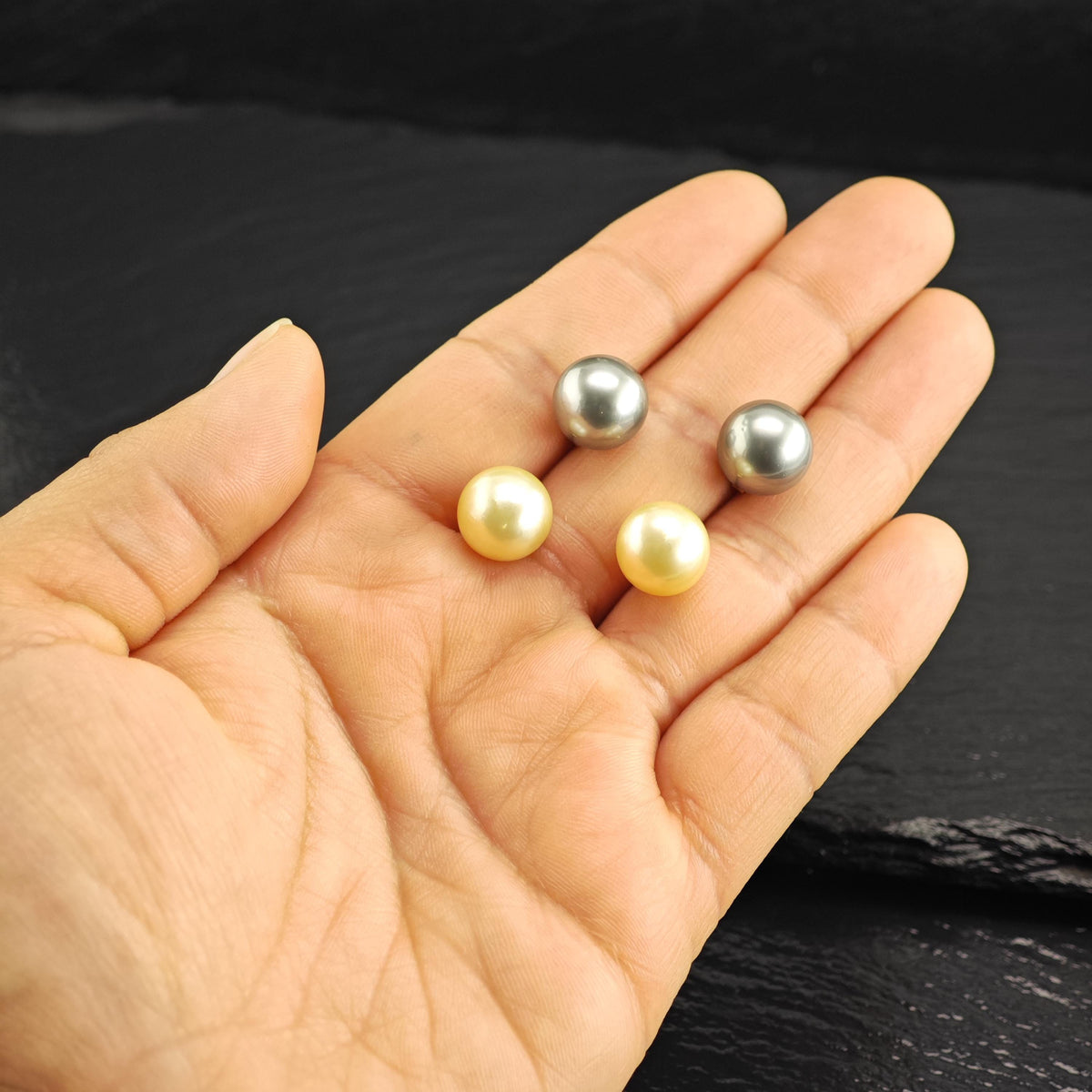 Choice of 11mm Gray or Ivory Pearl, 14K Gold Stud Earrings ER3225