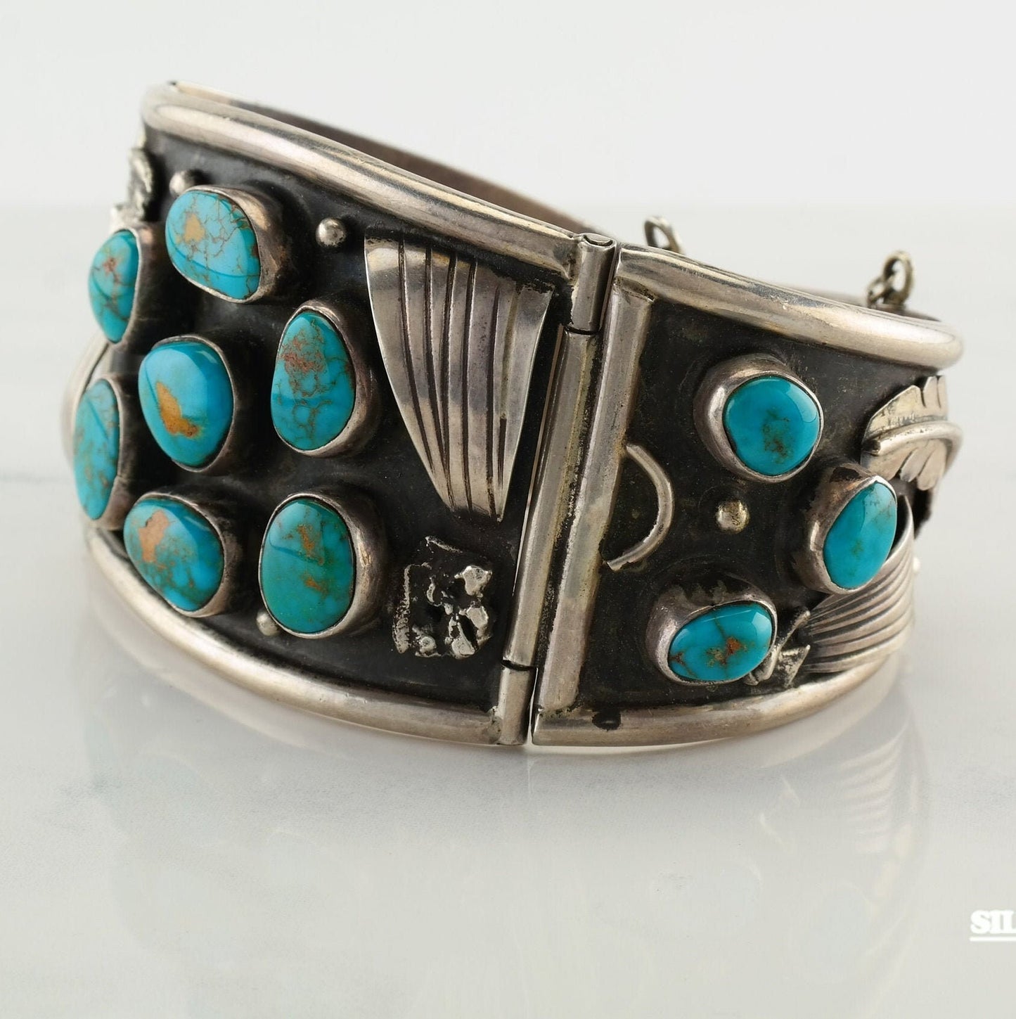 Native American Turquoise Cuff Sterling Silver Bracelet