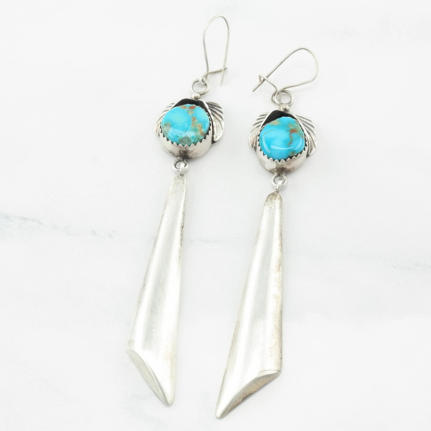 Choice Native American Earrings Sterling Silver Turquoise Naja Long