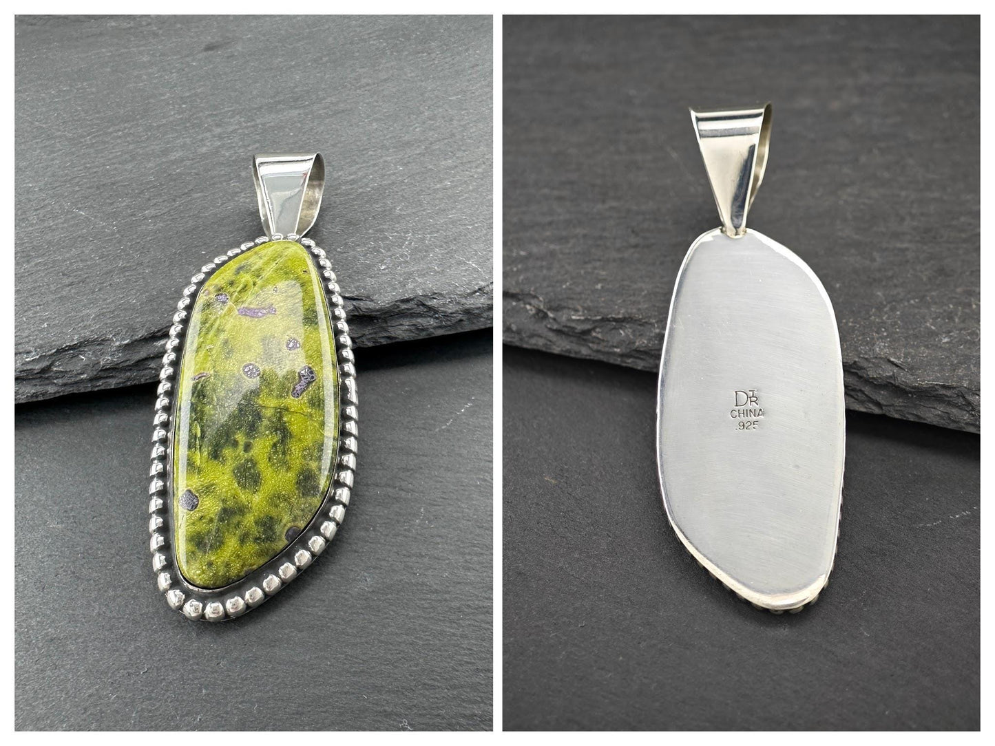Choice of Vintage Green Gemstone Pendants Sterling Silver