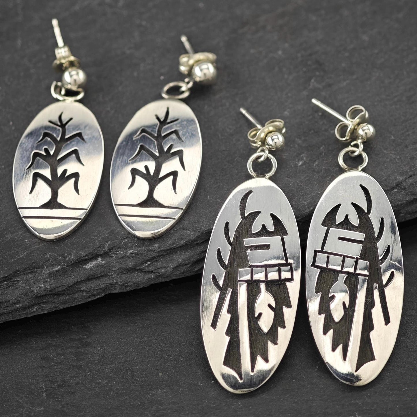 Choice of Hopi Overlay Stud/Dangle Earrings Sterling Silver