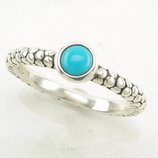 Vintage Michael Dawkins Sterling Silver Ring Turquoise, Pebble Band Blue Size 10