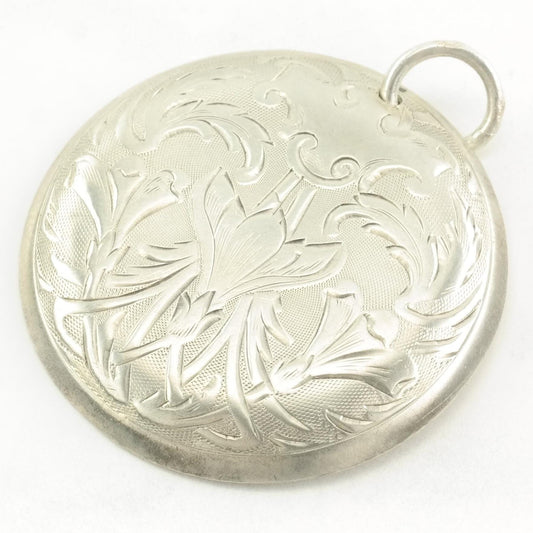 Vintage Art Nouveau Floral Ornate Sterling Silver Pendant