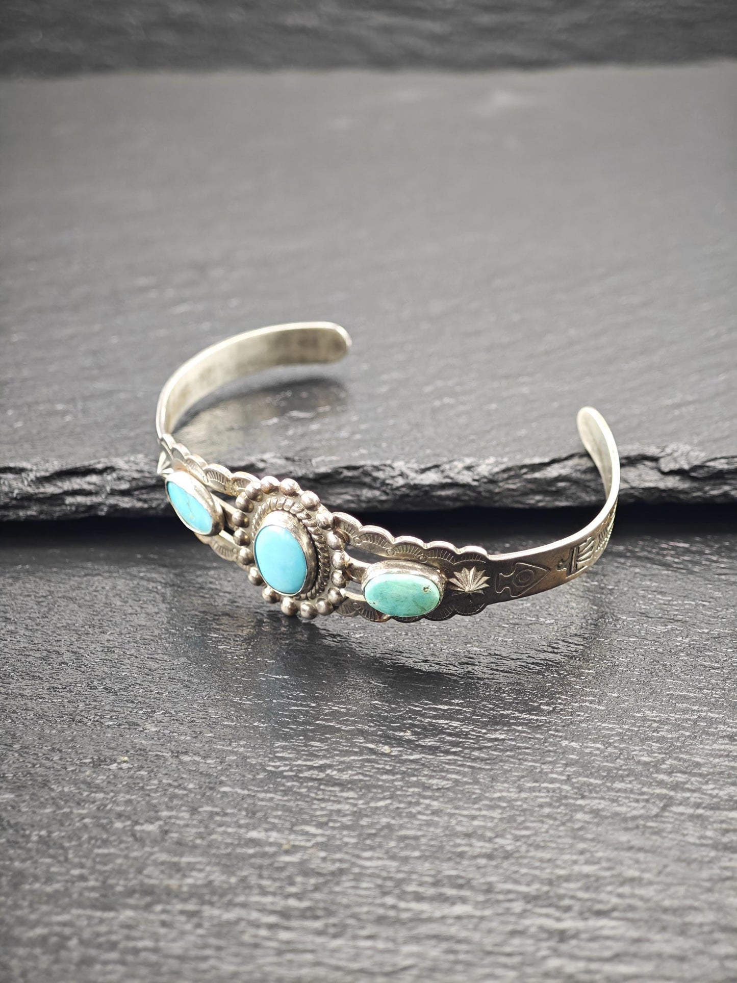 Native American, Turquoise Cuff Bracelet Sterling Silver