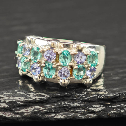 Natural Topaz Tanzanite Ring Sterling Silver Sz 7 R6146