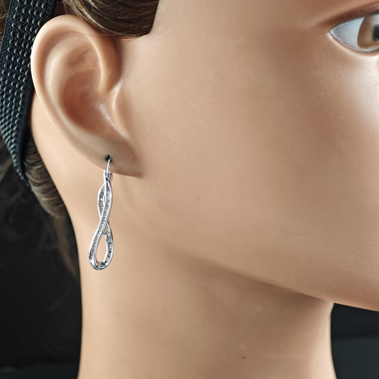 JWBR White Diamonds Abstract Hinged Earrings Sterling Silver