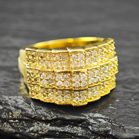 Diamond Gold Plated Ring Sterling Silver Sz 7