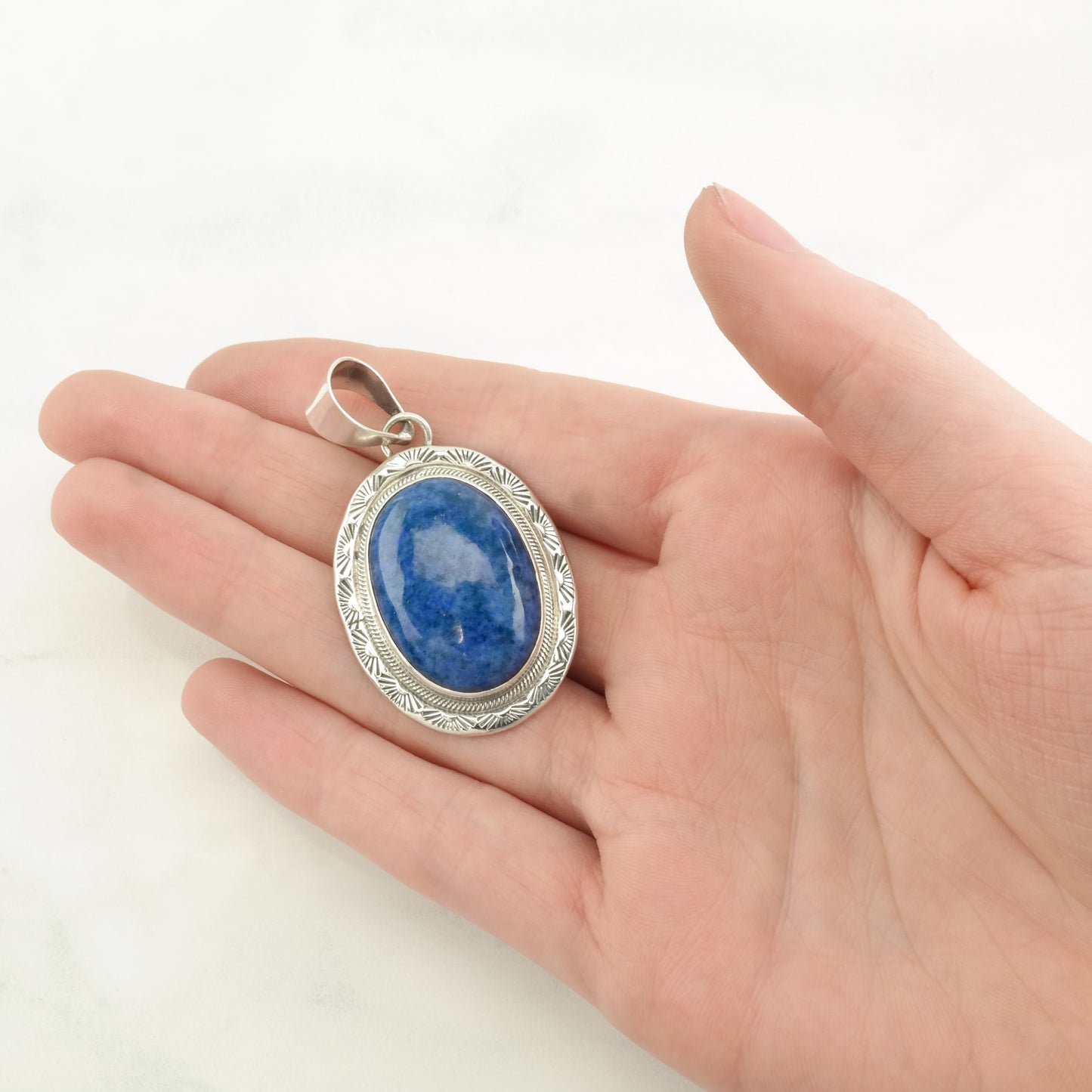 Native American Sodalite Sterling Silver Pendant