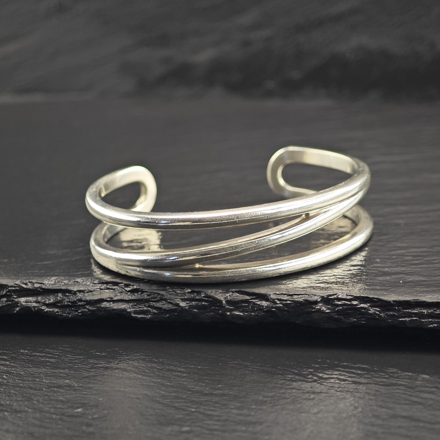 Vintage Tiffany & Co. Diaganol Sterling Silver Cuff Sz 6" BR3124
