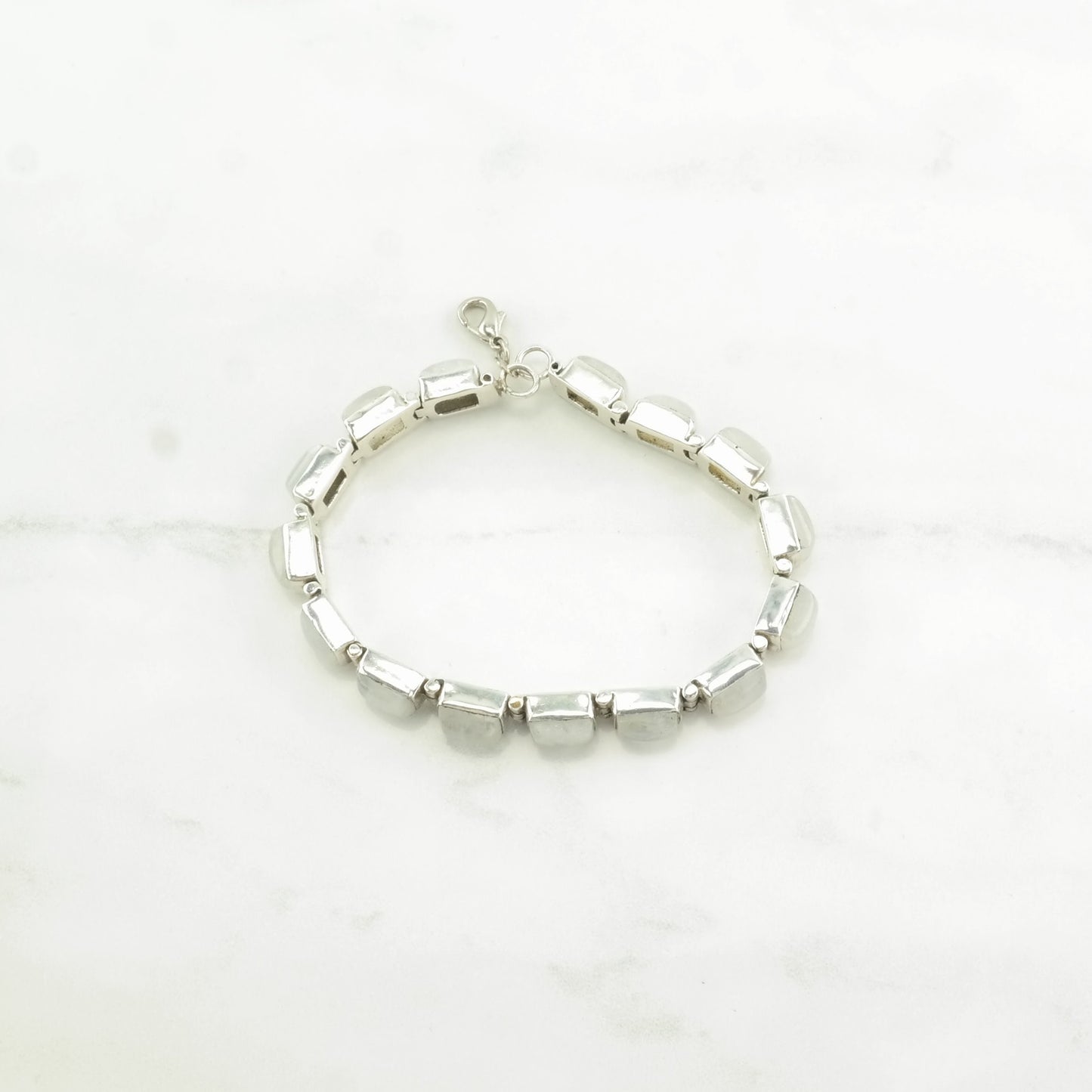 Sterling Silver Line Bracelet Rainbow Moonstone