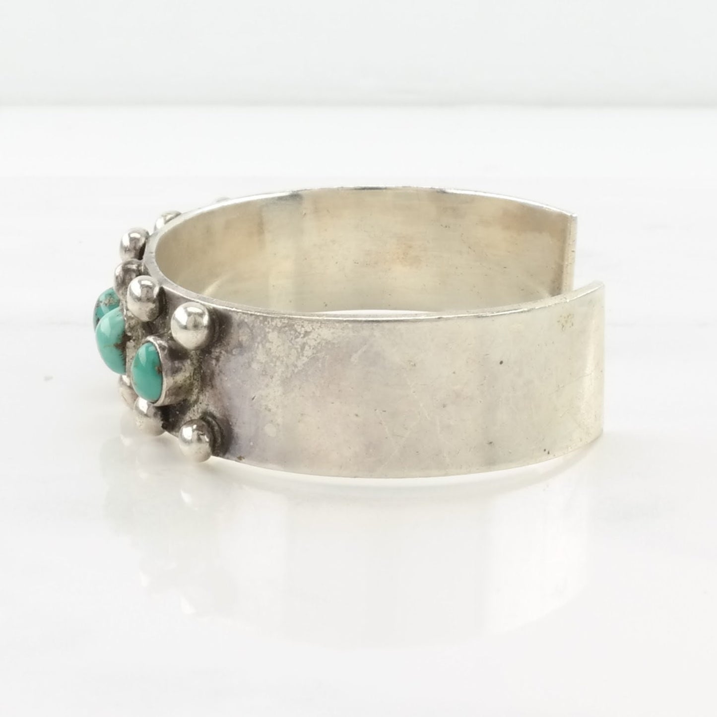 Vintage Southwest Sterling Silver Cuff Bracelet Blue Turquoise 5 Stone