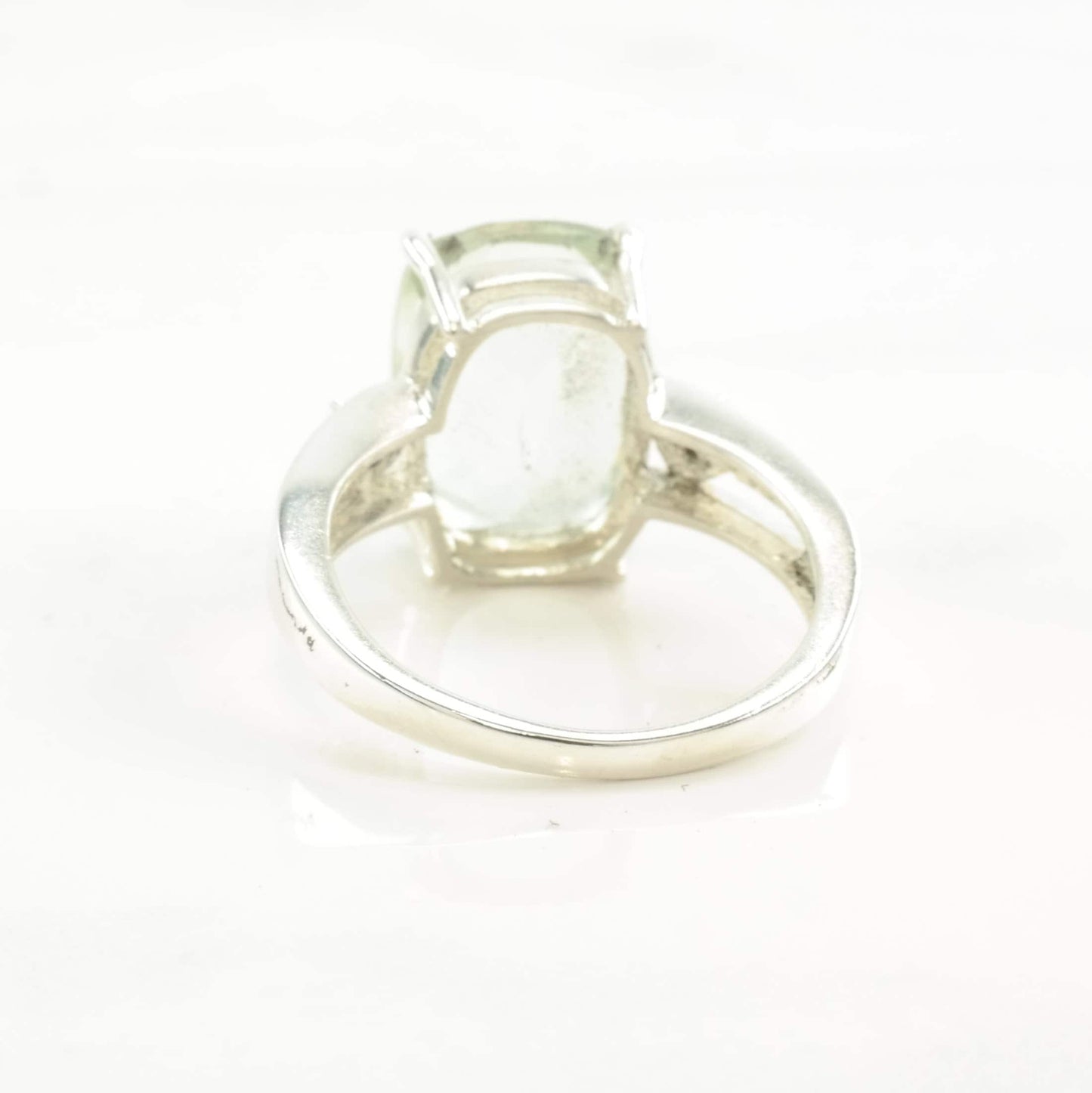 Vintage Sterling Silver Ring Prasiolite Topaz Greenish White Size 7 1/4
