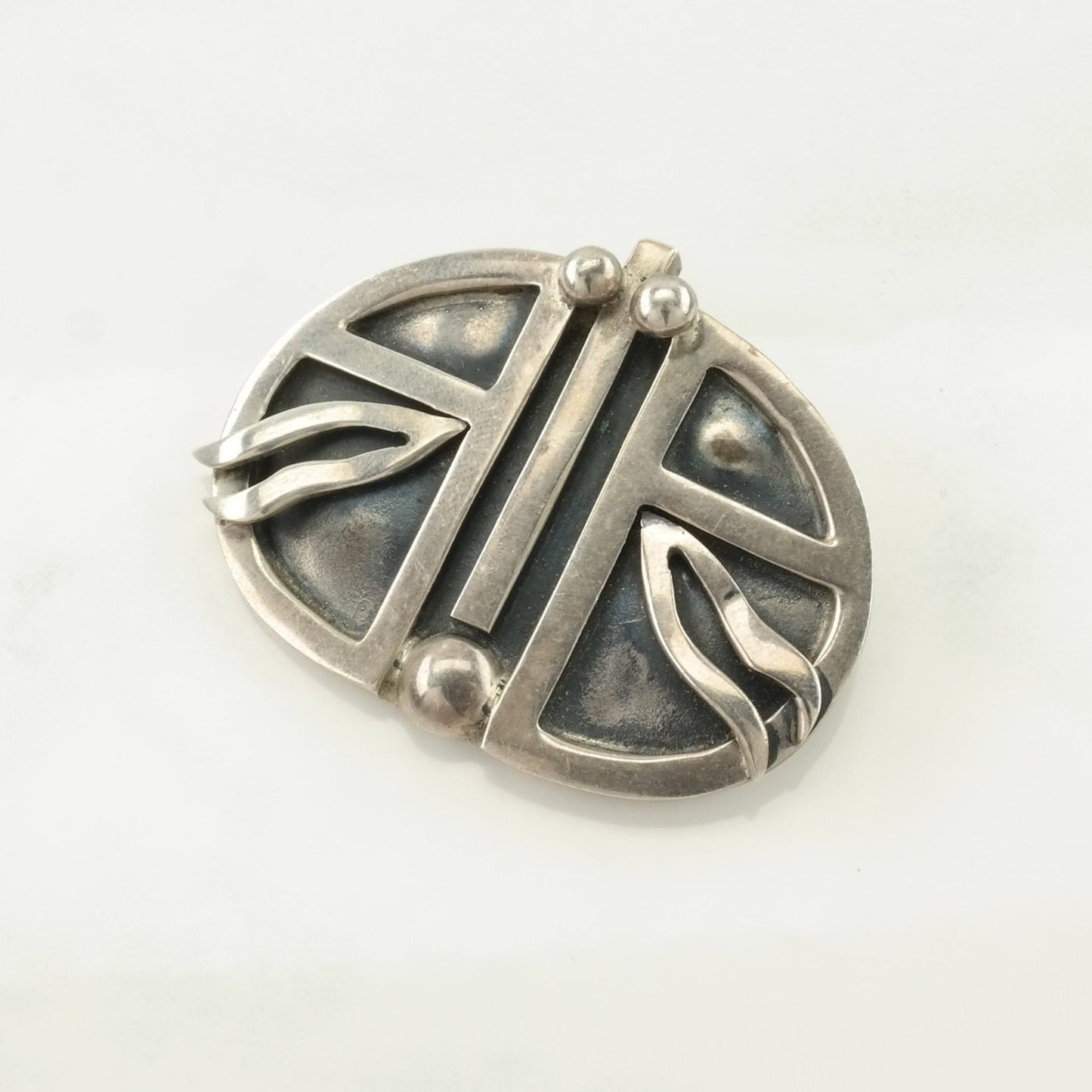 Vintage Modernist Abstract Brooch Sterling Silver