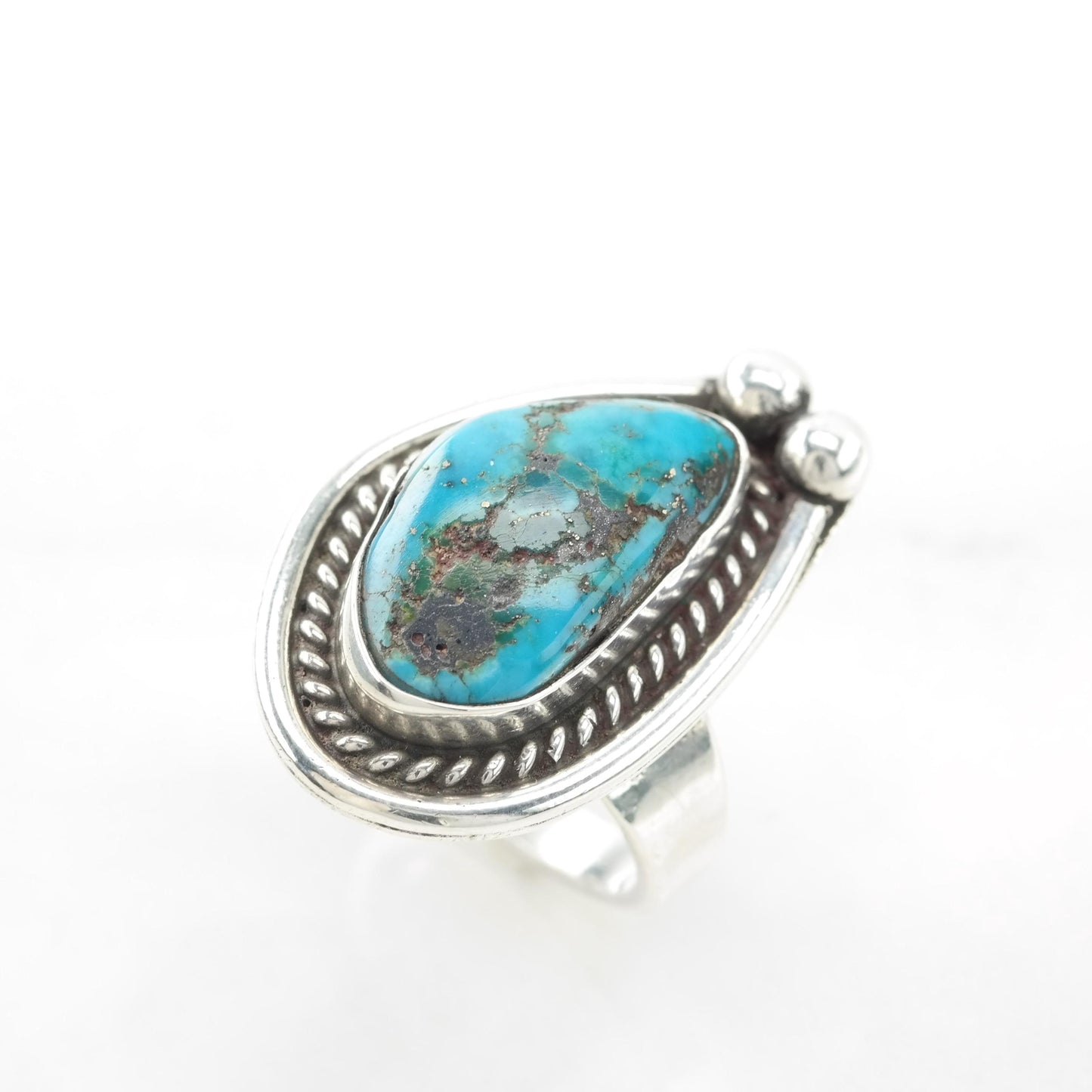 Vintage Southwest Silver Ring Turquoise Sterling Blue Size 6 1/4