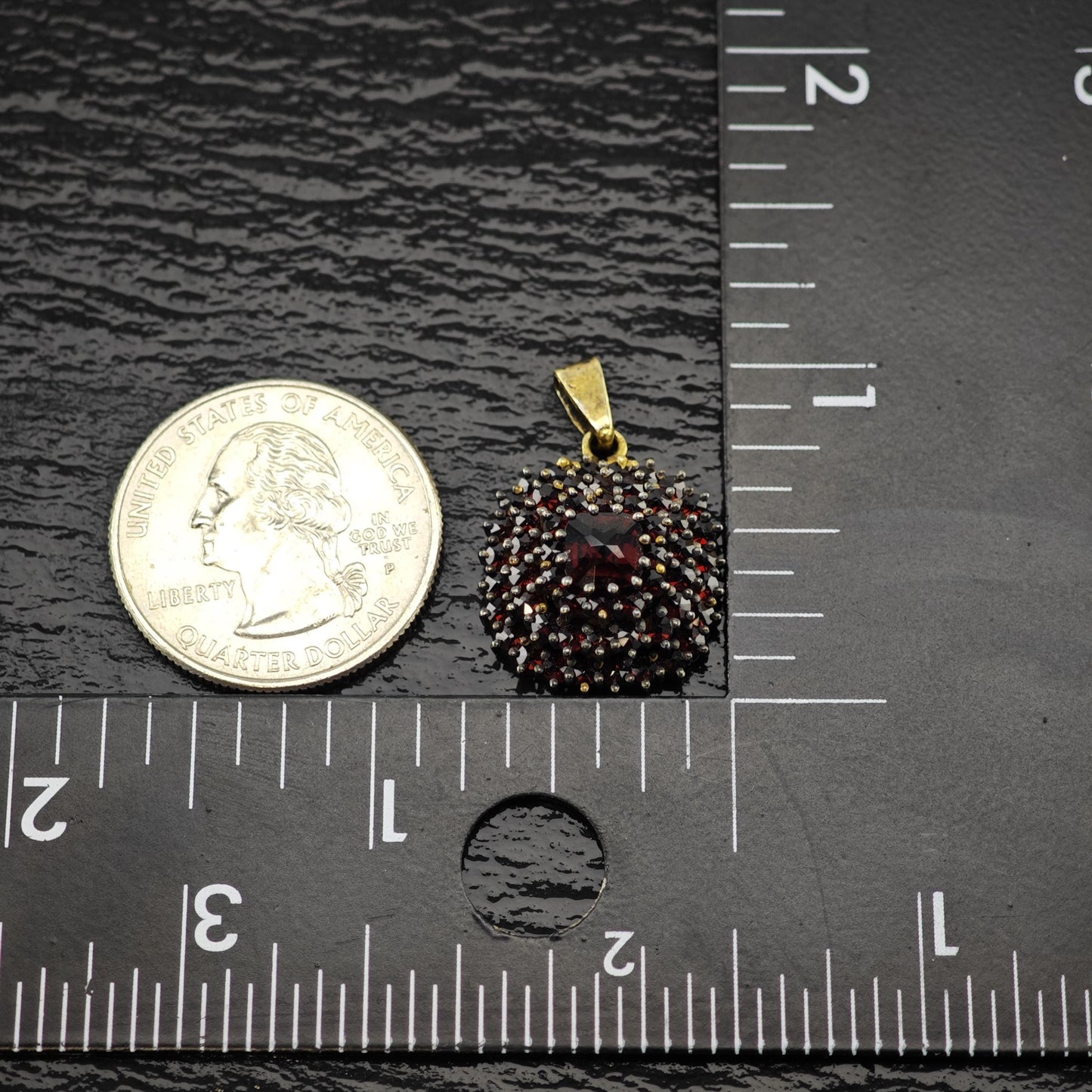 Squared Bohemian Red Garnet Pendant Sterling Silver