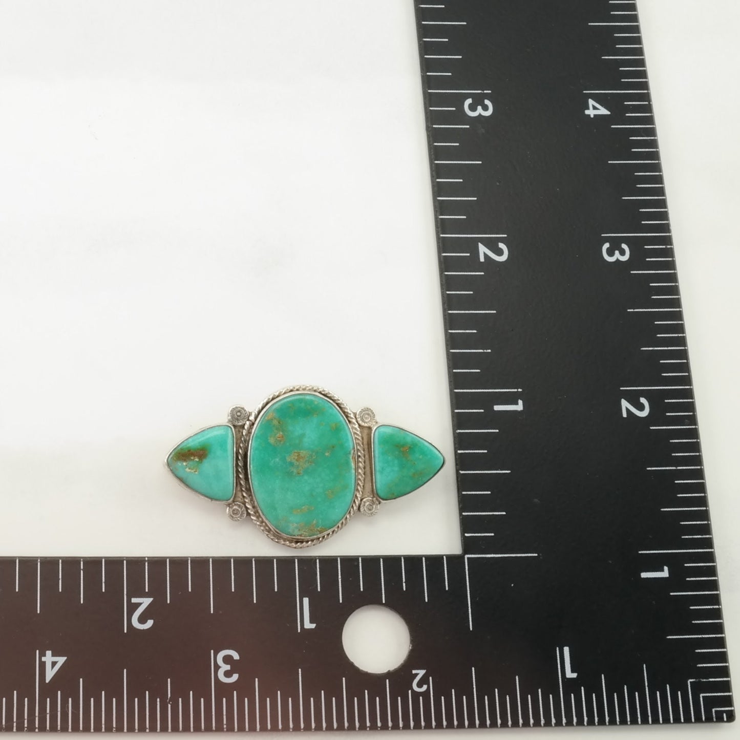 Historic Native American Sterling Silver Brooch Green Royston Turquoise