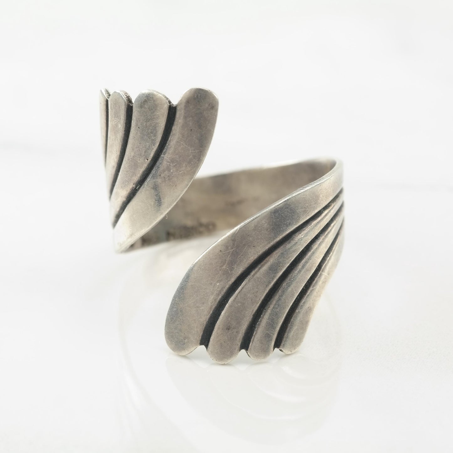 Taxco Oxidized, Bypass Abstract Sterling Silver Ring Size 13