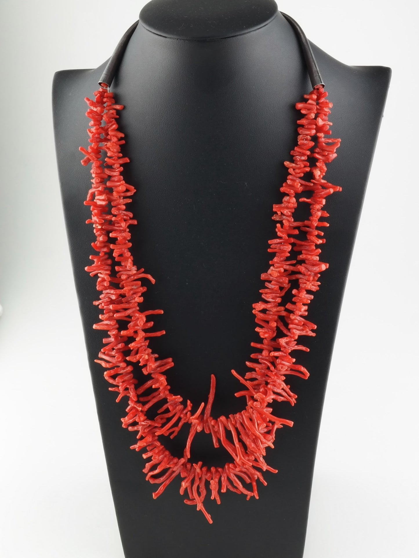 Native American Coral Necklace Sterling Silver