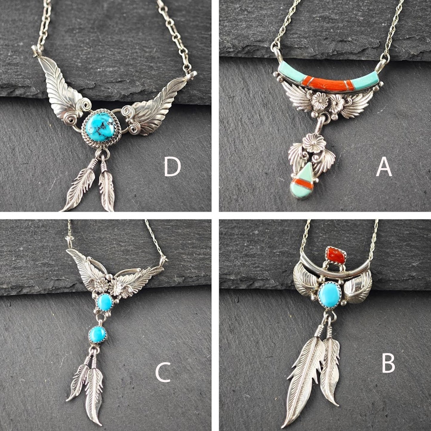 Choice of Vintage Sterling Silver Floral Necklace N2437